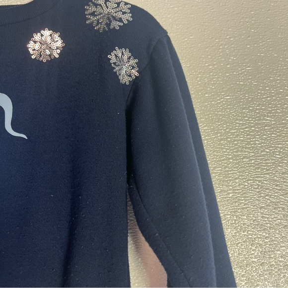 Disney Frozen II Elsa navy blue silver sequin snowflake sweatshirt  Size XS (4/5 - Picture 9 of 17